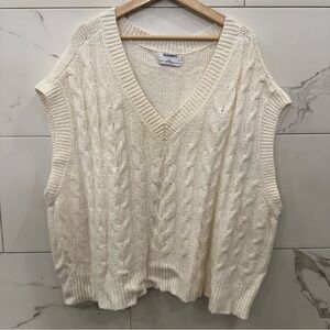 Old Navy Cream Cable Knit Sweater Vest